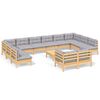 vidaXL Set Divani da Giardino 13 pz con Cuscini Grigi Massello di Pino