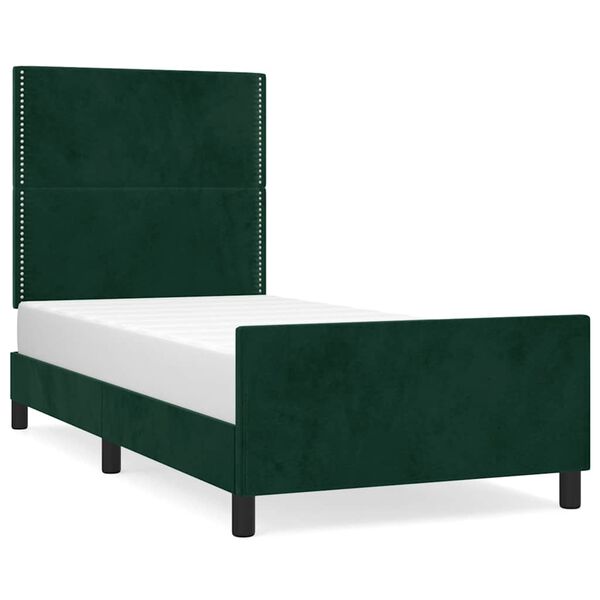 vidaXL Giroletto senza Materasso Verde Scuro 90x190 cm in Velluto