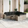 vidaXL Set Divano da Giardino 9pz con Cuscini Grigio Chiaro Polyrattan