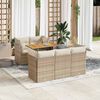 vidaXL Set Divano da Giardino 6 pz con Cuscini Beige in Polyrattan