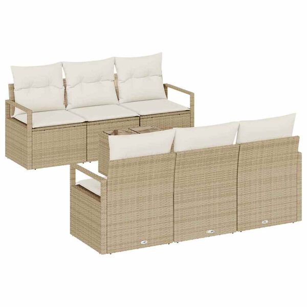 vidaXL Set Divano da Giardino 7 pcs Beige e Crema polyrattan