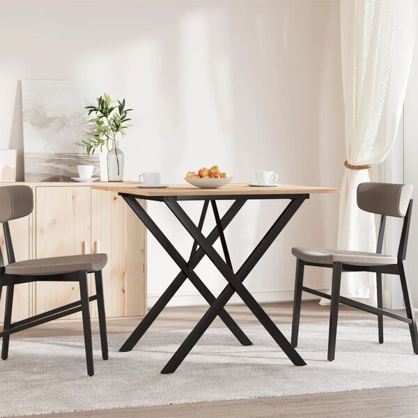 vidaXL Tavolo da Pranzo Telaio a X 90x90x75 cm Legno Pino e Acciaio