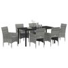 vidaXL Set da Pranzo per Giardino con cuscino 7 pcs Grigio polyrattan
