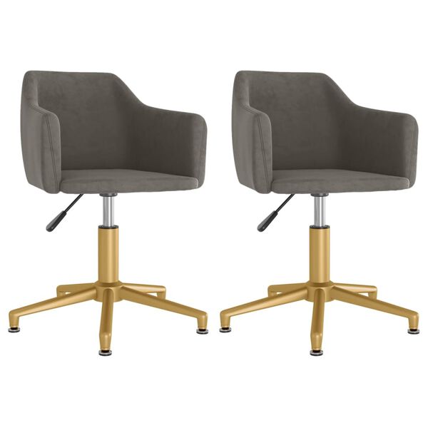 vidaXL Sedie da Pranzo Girevoli 2 pz Grigio Scuro in Velluto