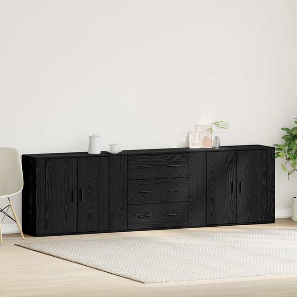 vidaXL Credenza Rovere Nero 240 x 33 x 70 cm Legno multistrato