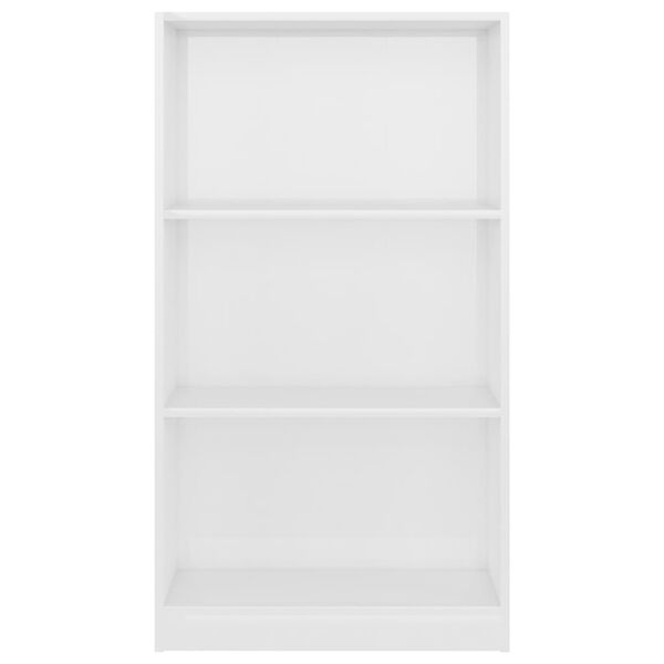 vidaXL Libreria a 3 Ripiani Bianco Lucido 60x24x109 cm in Multistrato