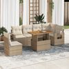 vidaXL Set Divani da Giardino 7 pz con Cuscini Beige in Polyrattan