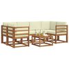 vidaXL Set di divani da esterno con cuscino 7 pcs Naturale e Crema
