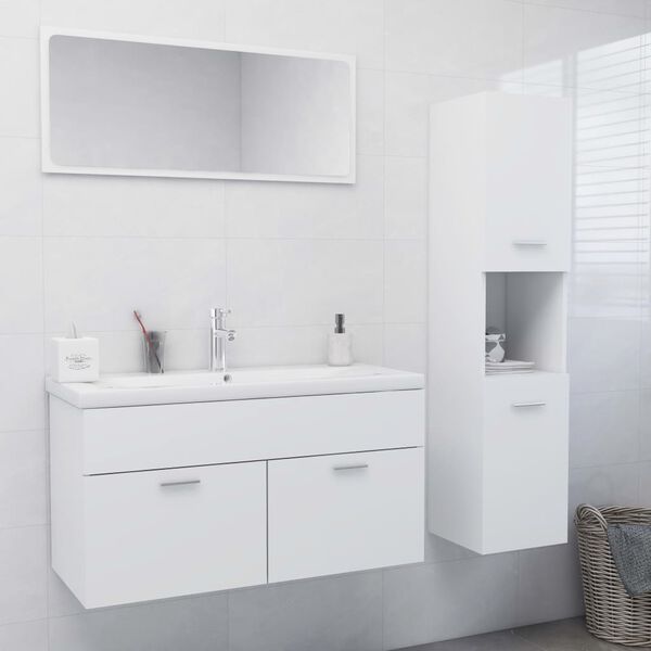 vidaXL Set Mobili da Bagno Bianco in Legno Multistrato