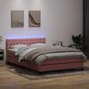 vidaXL Letto a Molle con Materasso e LED Rosa 160x210 cm in Velluto