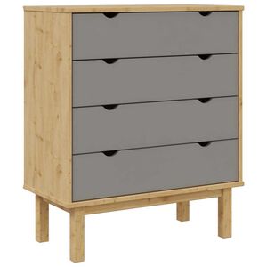 vidaXL Cassettiera OTTA Marrone e Grigio 76,5x39,5x90 cm Legno di Pino