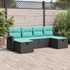 vidaXL Set Divano da Giardino 6 pz con Cuscini Nero in Polyrattan