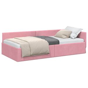 vidaXL Cornice del letto ad angolo Rosa 100 cm x 200 cm Velluto