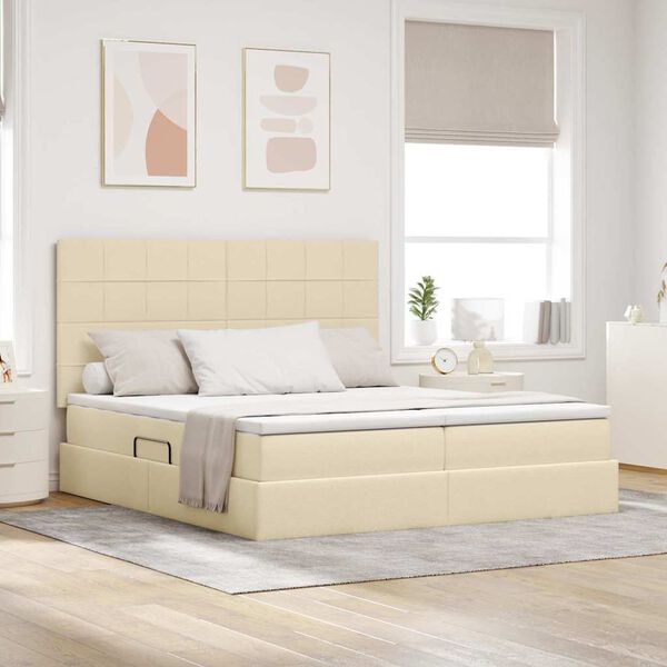 vidaXL Letto con Contenitore Crema 200 x 200 cm Pelle Sintetica