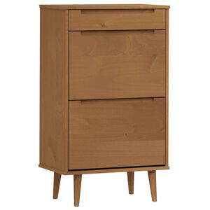 vidaXL Scarpiera MOLDE Marrone 59,5x35x103cm in Legno Massello di Pino
