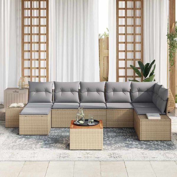 vidaXL Set Divano da Giardino 8 pcs beige e grigio chiaro