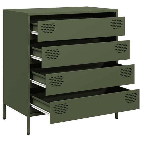 vidaXL Credenza Verde Oliva 68x39x73,5 cm in Acciaio Laminato a Freddo
