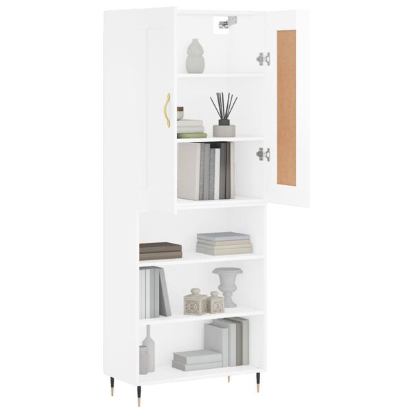 vidaXL Credenza Bianco Lucido 69,5x34x180 cm in Legno Multistrato