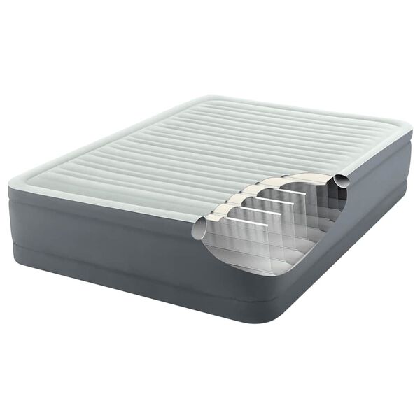 Intex Letto Gonfiabile PremAire Bianco Grigio Queen Size 152x203x46cm