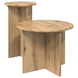 vidaXL Set tavolini 2 pcs Rovere Artigianale Legno ingegnerizzato