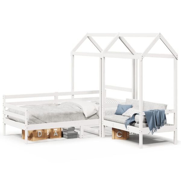vidaXL Set Dormeuse e Panca con Tetto Bianco 90x200cm Massello Pino