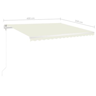 vidaXL Tenda da Sole Retrattile Manuale con LED 4x3,5 m Crema