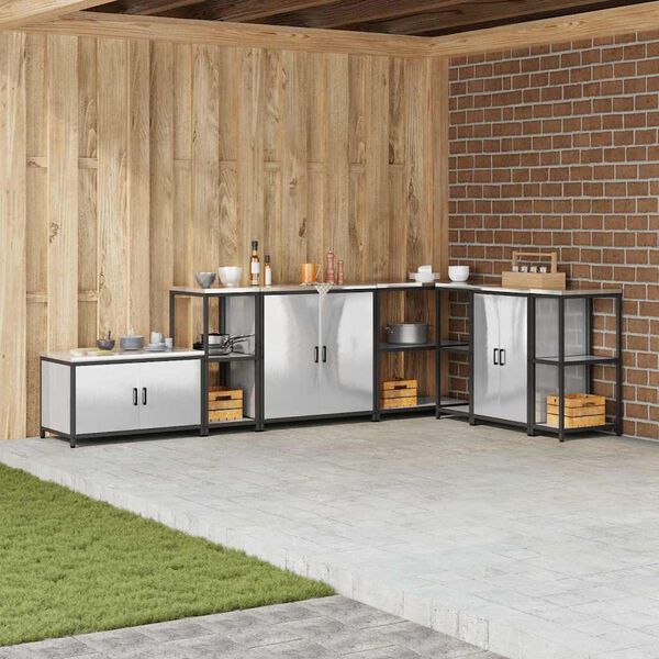 vidaXL Stoccaggio in cucina Argento 60 x 50 x 92 cm Acciaio