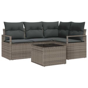 vidaXL Set di divani 5 pz Grigio chiaro polyrattan