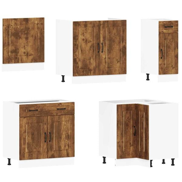 vidaXL Set Mobili da Cucina 11 pz Kalmar Rovere Fumo Legno Multistrato