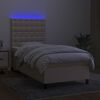 vidaXL Letto a Molle con Materasso e LED Crema 90x200 cm in Tessuto