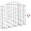 vidaXL Cesti Gabbioni ad Arco 4 pz 200x30x160/180 cm Ferro Zincato