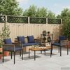 vidaXL Set di Mobili da Esterno 4 pcs Grigio e Blu Navy Rattan in PE