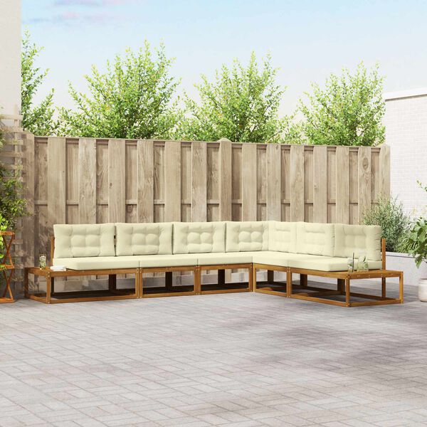 vidaXL Set di divani da esterno 6 Pezzo Naturale e Crema