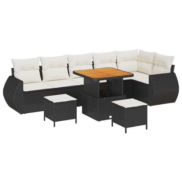 vidaXL Set Divano da Giardino 9 pcs Nero polyrattan