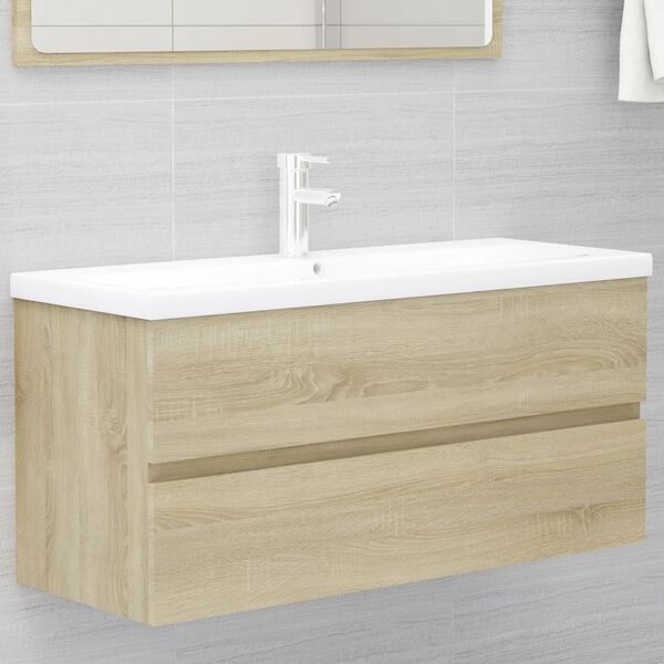 vidaXL Mobile Lavabo Rovere Sonoma 100x38,5x45 cm Legno Multistrato