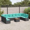 vidaXL Set Divano da Giardino con cuscino 11 pcs Nero polyrattan