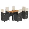 vidaXL Set da Pranzo da Giardino 7 pz Nero con Cuscini in Polyrattan