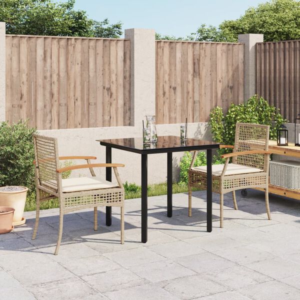 vidaXL Set da Pranzo da Giardino 3 pz con Cuscini Beige in Polyrattan