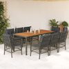 vidaXL Set da Pranzo da Giardino 9 pz con Cuscini in Polyrattan Grigio