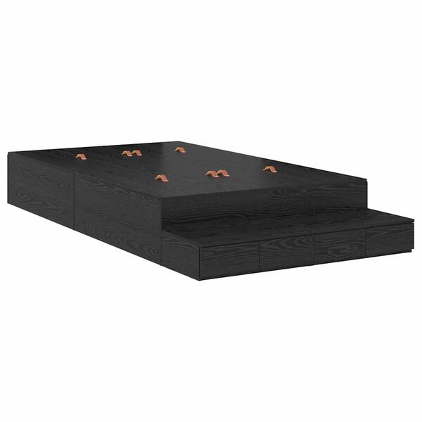 vidaXL Struttura letto con contenitore con cassetto Rovere Nero 120 cm