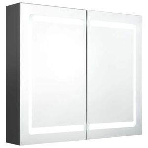 vidaXL Armadietto Bagno con Specchio e LED Grigio 80x12x68 cm