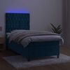 vidaXL Letto a Molle con Materasso e LED Blu Scuro 80x200cm in Velluto