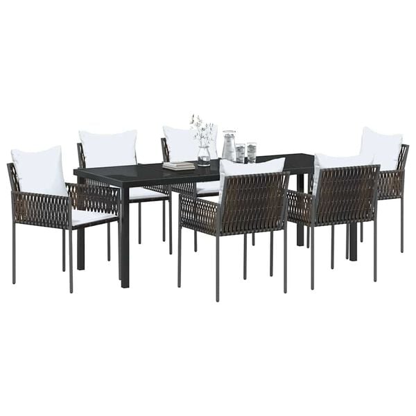 vidaXL Set da Pranzo per Giardino 7 pcs Marrone e Nero Rattan in PE