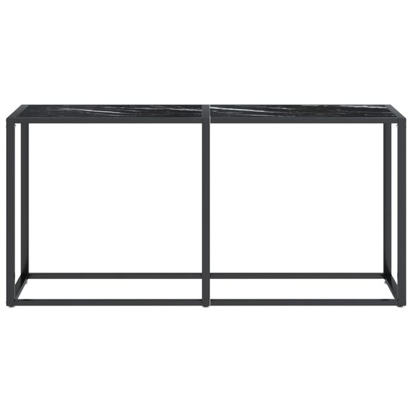 vidaXL Tavolo Consolle Nero Marmo 160x35x75,5 cm in Vetro Temperato
