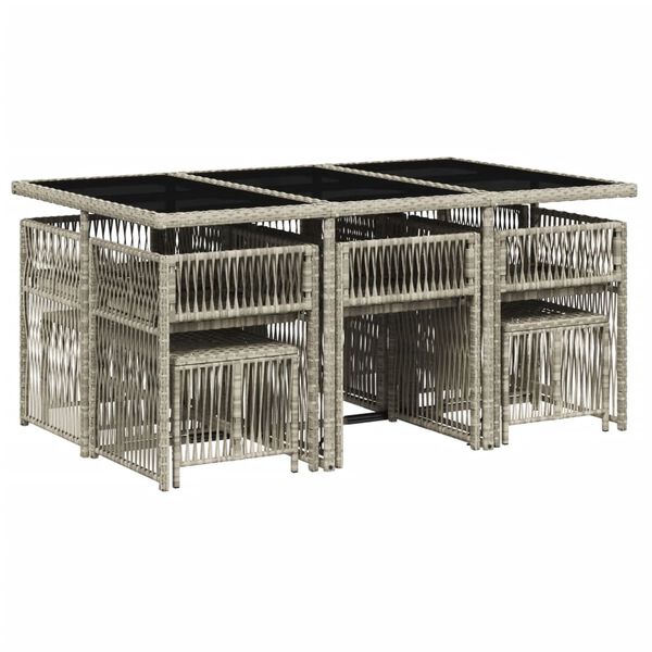 vidaXL Set Pranzo Giardino 11pz con Cuscini Grigio Chiaro Polyrattan