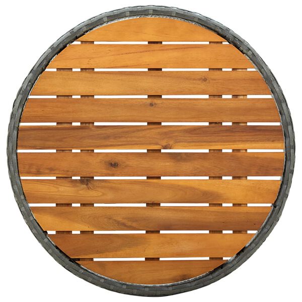 vidaXL Tavolino da T&egrave; Grigio 60 cm in Polyrattan e Massello di Acacia