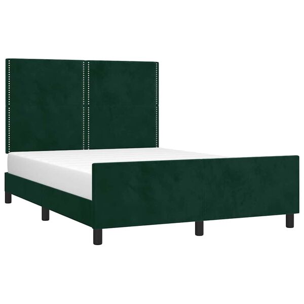 vidaXL Giroletto senza Materasso Verde Scuro 140x190 cm in Velluto