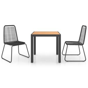 vidaXL Set da Pranzo da Giardino 3 pz in Rattan PVC Nero e Marrone