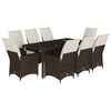 vidaXL Set da Pranzo da Giardino 9pz con Cuscini Marrone in Polyrattan