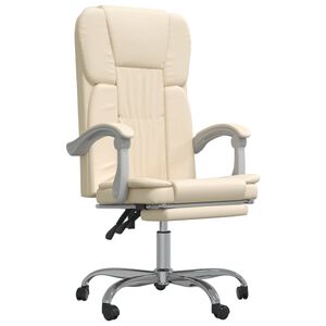 vidaXL Poltrona da Ufficio Reclinabile Crema in Similpelle